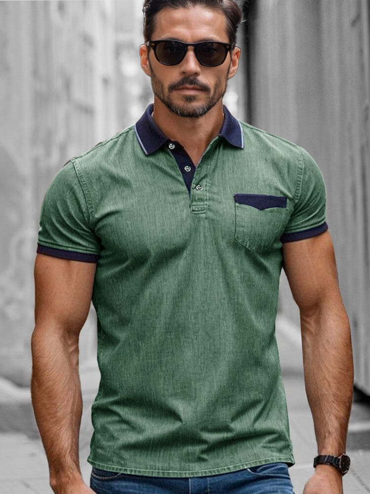 Smart Casual Stretchy Polo Shirt Polos coofandy Green S 