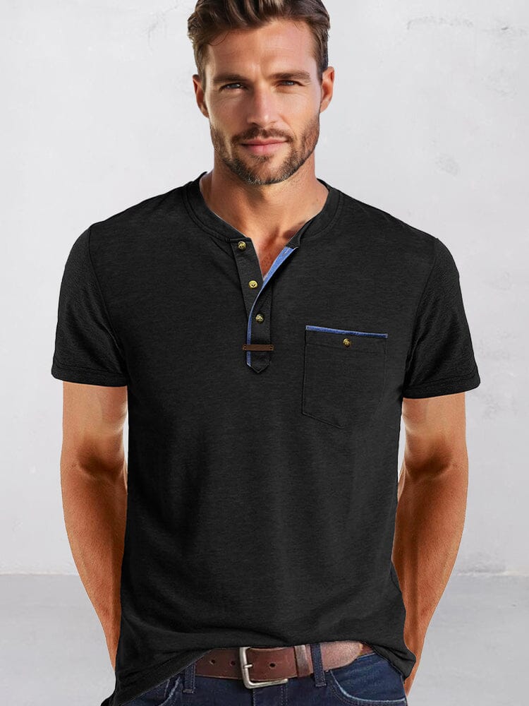 Classic Pure Ease Henley Shirt Shirts coofandy Black S 