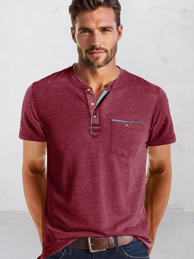 Classic Pure Ease Henley Shirt Shirts coofandy Dark Red S 