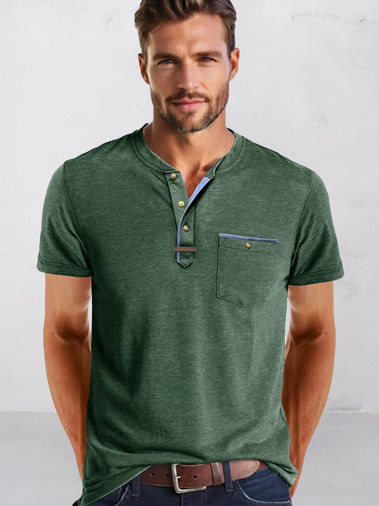 Classic Pure Ease Henley Shirt Shirts coofandy Green S 