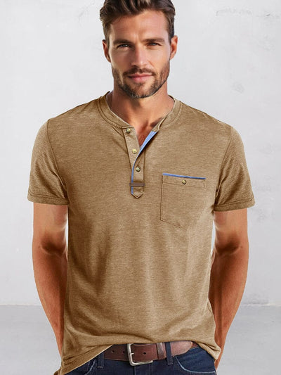 Classic Pure Ease Henley Shirt Shirts coofandy Khaki S 