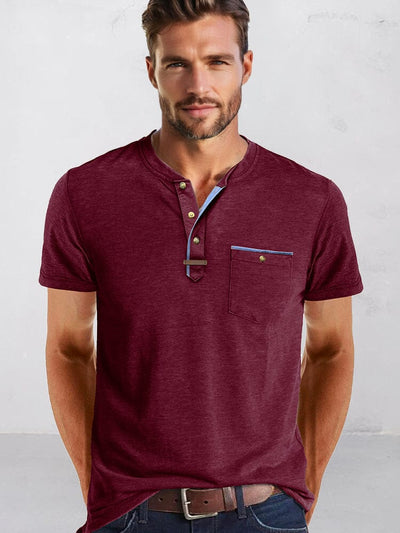 Classic Pure Ease Henley Shirt Shirts coofandy Wine Red S 