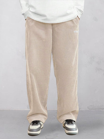 Essential Corduroy Straight Leg Pants Pants coofandy Beige S 