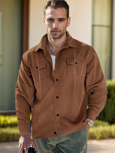 Soft Corduroy Shirt Jacket Shirts coofandy Brown S 