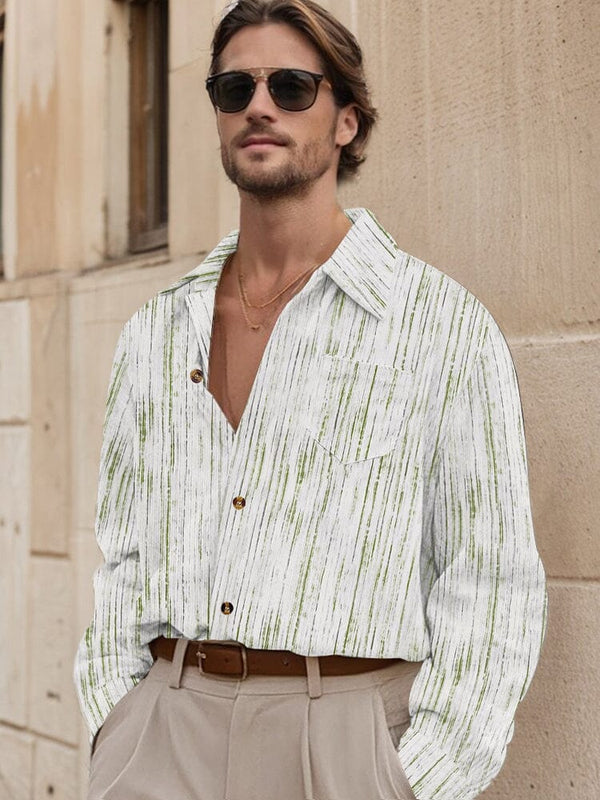 Relaxed Fit Stripe Corduroy Shirt Shirts coofandy Green S 