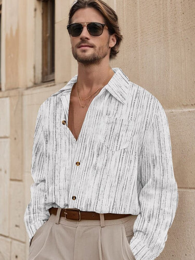 Relaxed Fit Stripe Corduroy Shirt Shirts coofandy Gray S 