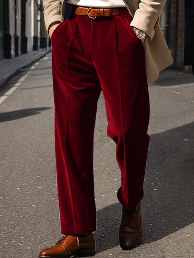 Luxe Comfy Velvet Suit Pants Pants coofandy Red S 