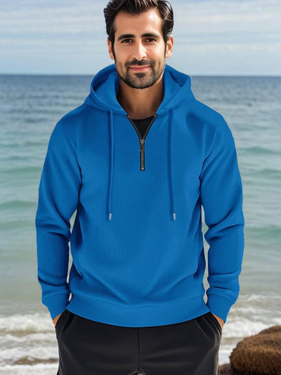 Athleisure Comfort Waffle Hoodie Hoodies coofandy Blue S 