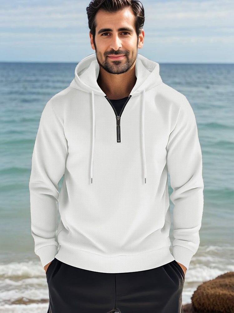 Athleisure Comfort Waffle Hoodie Hoodies coofandy White S 