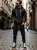 Soft Athleisure Hoodie Pants Set Sets coofandy Black S 