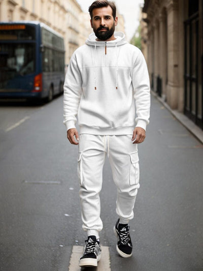 Soft Athleisure Hoodie Pants Set Sets coofandy White S 