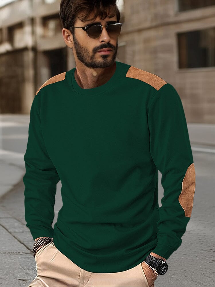 Leisure Colorblock Patchwork Sweatshirt Hoodies coofandy Army Green S 