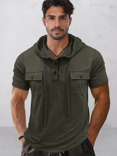 Athleisure Cargo Hooded Shirt Shirts coofandy Army Green M 