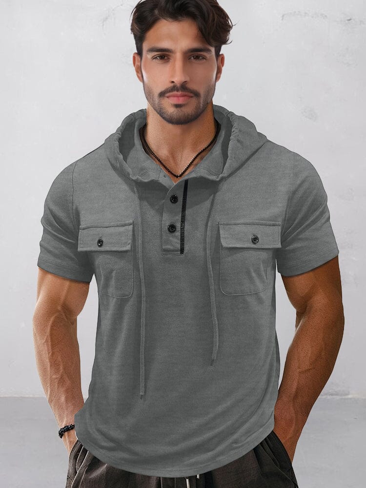 Athleisure Cargo Hooded Shirt Shirts coofandy Light Gray M 