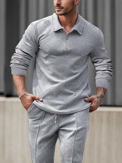 Trendy Jacquard Textured Athleisure Set Sports Set coofandy 