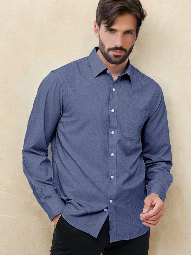 Casual Regular Fit Plaid Shirt Shirts coofandy Navy Blue S 