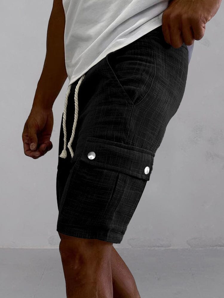 Lightweight 100% Cotton Cargo Shorts Shorts coofandy Black S 