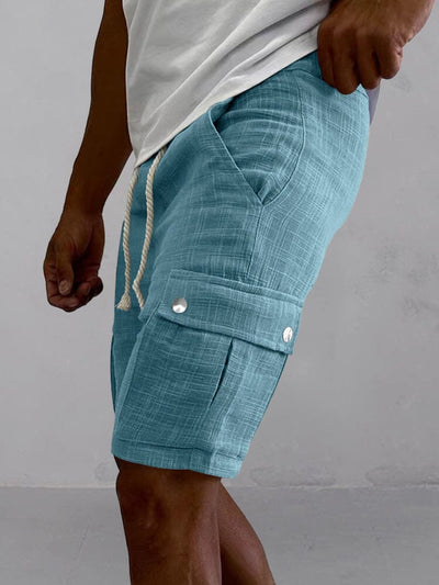 Lightweight 100% Cotton Cargo Shorts Shorts coofandy Blue S 