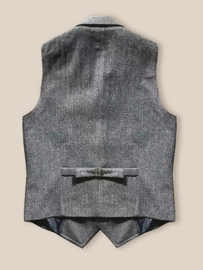 Vintage-Inspired Herringbone Tweed Vest Vest coofandy 