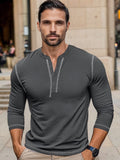 Regular Fit Cotton Henley Shirt Shirts coofandy Gray S 