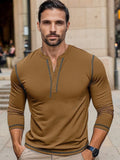 Regular Fit Cotton Henley Shirt Shirts coofandy Caramel S 
