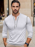 Regular Fit Cotton Henley Shirt Shirts coofandy White S 