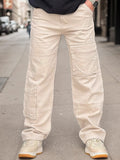 100% Cotton Straight Leg Cargo Pants Pants coofandy Beige S 