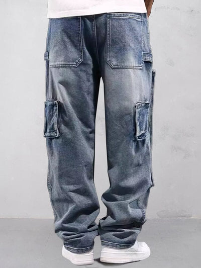 Utility Cargo Denim Jeans Pants coofandy 