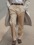 Elegant Simple Regular Fit Suit Pants Pants coofandy Khaki S 