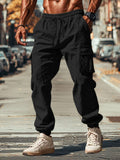 Casual 100% Cotton Cargo Jogger Pants Pants coofandy Black S 