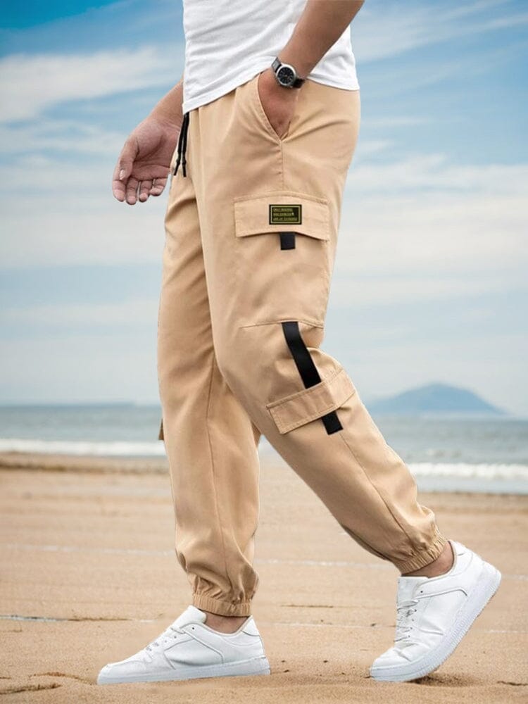 Stylish Casual Cargo Pants Pants coofandy Khaki S 