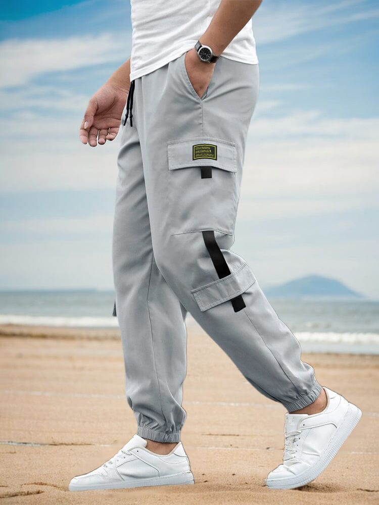 Stylish Casual Cargo Pants Pants coofandy Light Gray S 