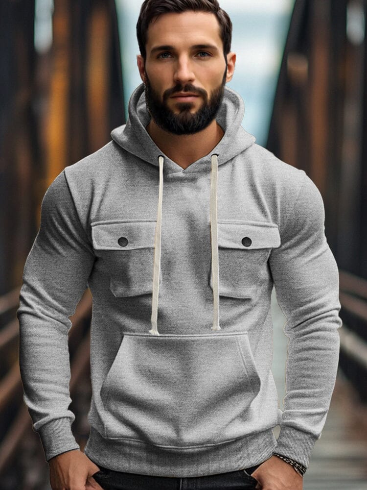 Everyday Comfort Fleece Cargo Hoodie Hoodies coofandy Light Gray S 