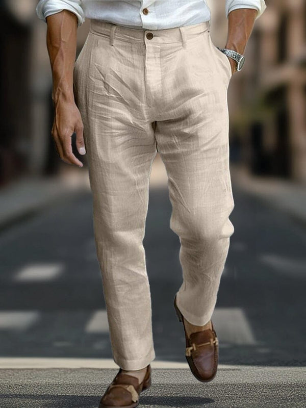 Essential Regular Fit Cotton Linen Pants Pants coofandy Khaki S 