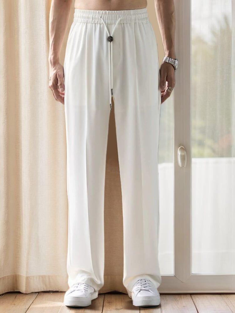 Classic Versatile Straight Legs Trousers Pants coofandy White M 