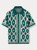 Vintage-Inspired Geometric Knit Shirt Shirts coofandy 