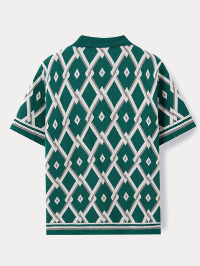 Vintage-Inspired Geometric Knit Shirt Shirts coofandy 