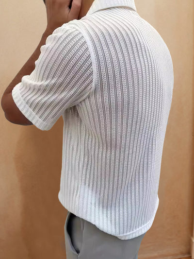 Cool Comfort Hollow Out Knit Shirt