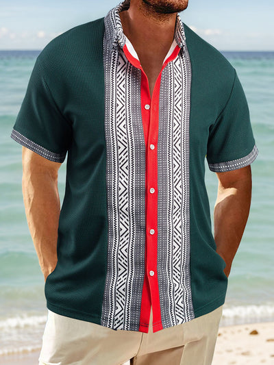 Stylish Colorblock Summer Waffle Shirt