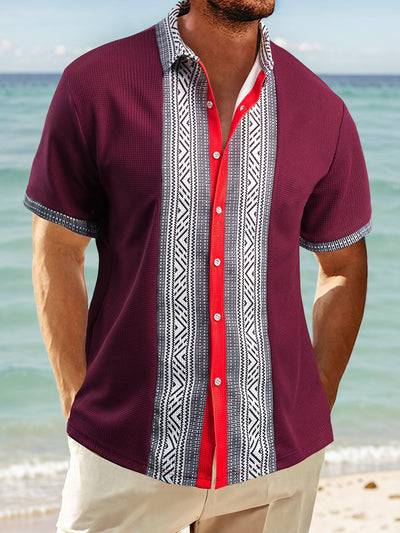 Stylish Colorblock Summer Waffle Shirt