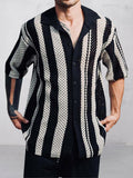Vertical Stripe Mesh Knitted Shirt