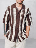 Vertical Stripe Mesh Knitted Shirt