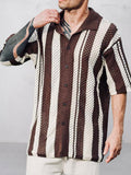 Vertical Stripe Mesh Knitted Shirt