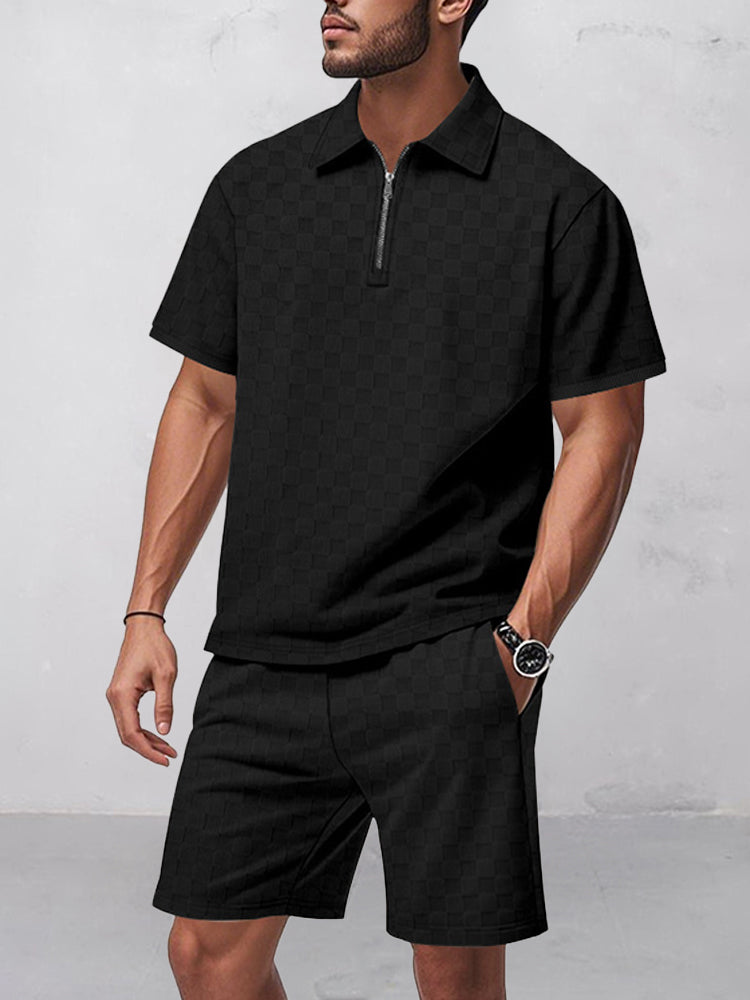 Timeless Checkered Shirt Shorts Set