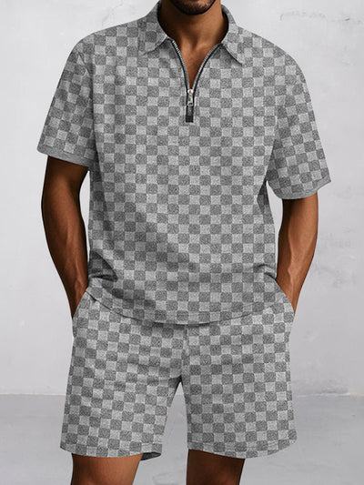 Timeless Checkered Shirt Shorts Set