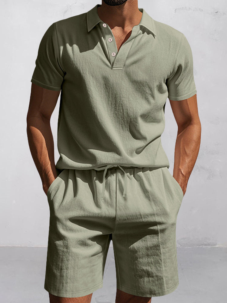 Modern Basic Cotton Shirt Shorts Set