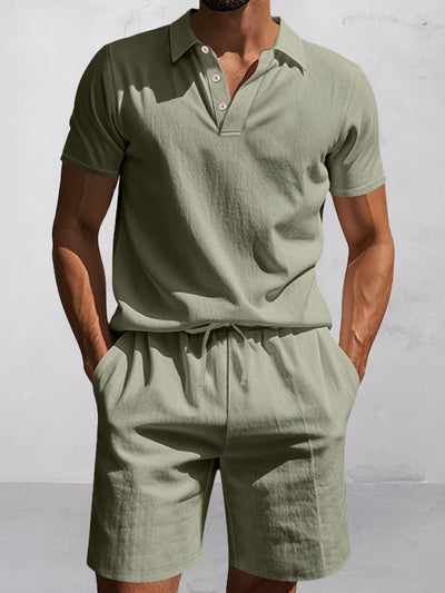 Modern Basic Cotton Shirt Shorts Set