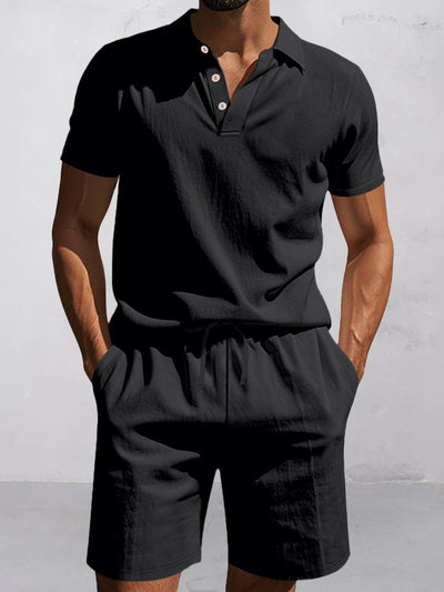 Modern Basic Cotton Shirt Shorts Set