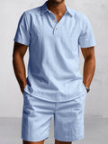 Modern Basic Cotton Shirt Shorts Set
