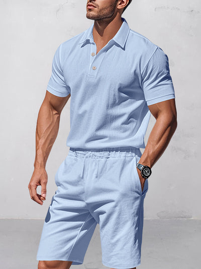 Modern Basic Cotton Shirt Shorts Set